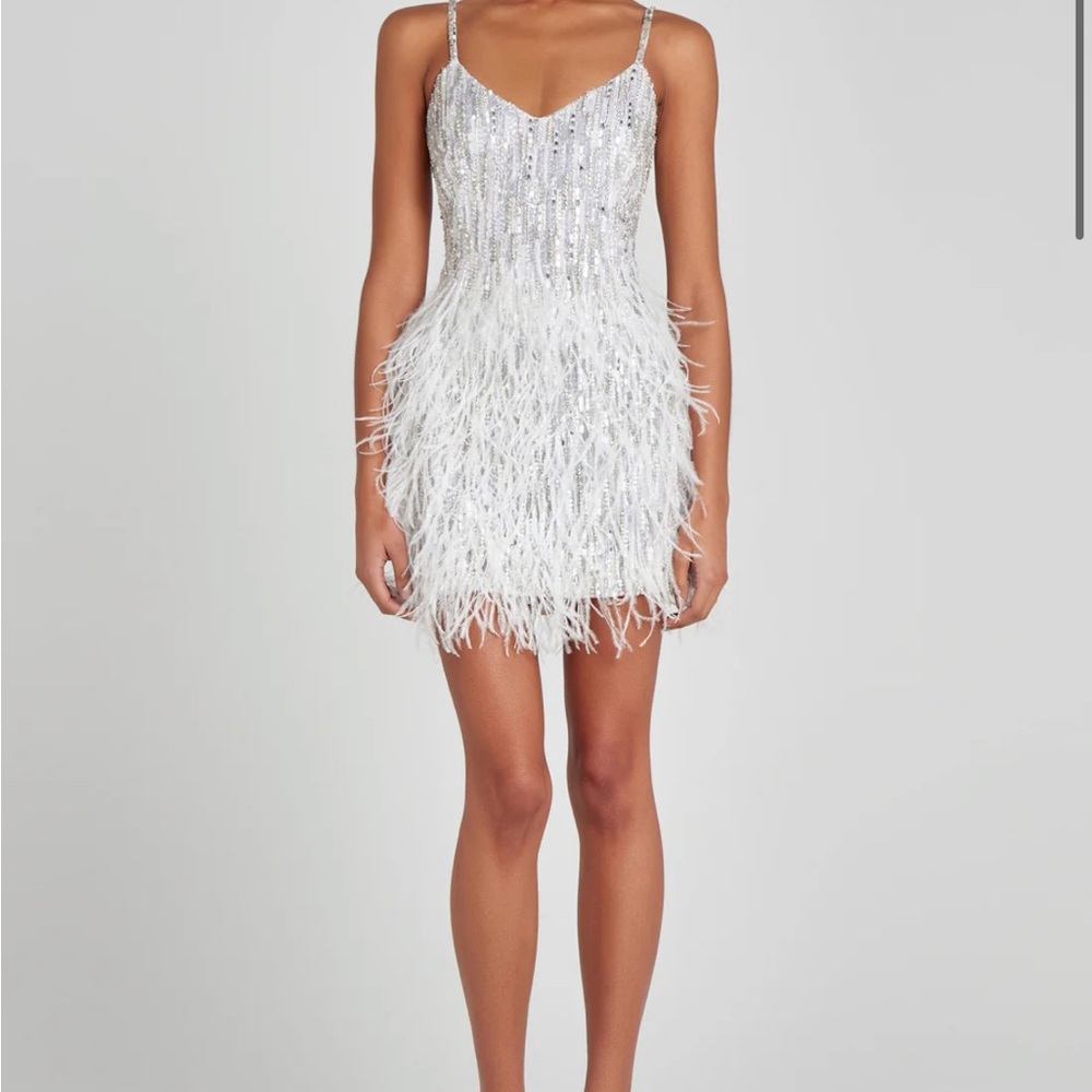 NADINE MERABI White/Silver Christy Mini Dress